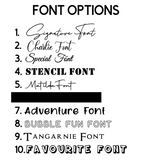 Single Name Engraving - Font Selections