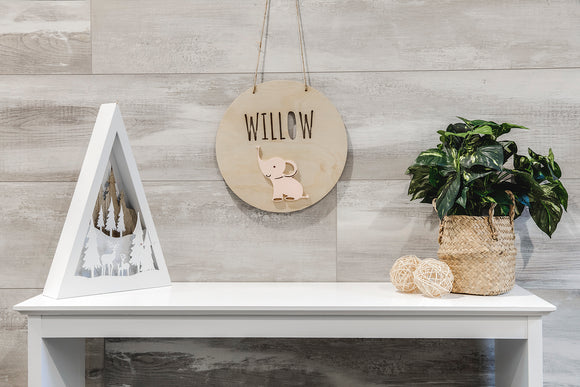Wooden Name/Elephant Sign