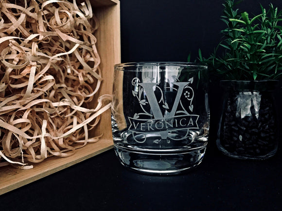 Engraved Vine Design Glass