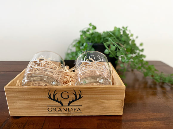 Antlers Design Engraved Glass